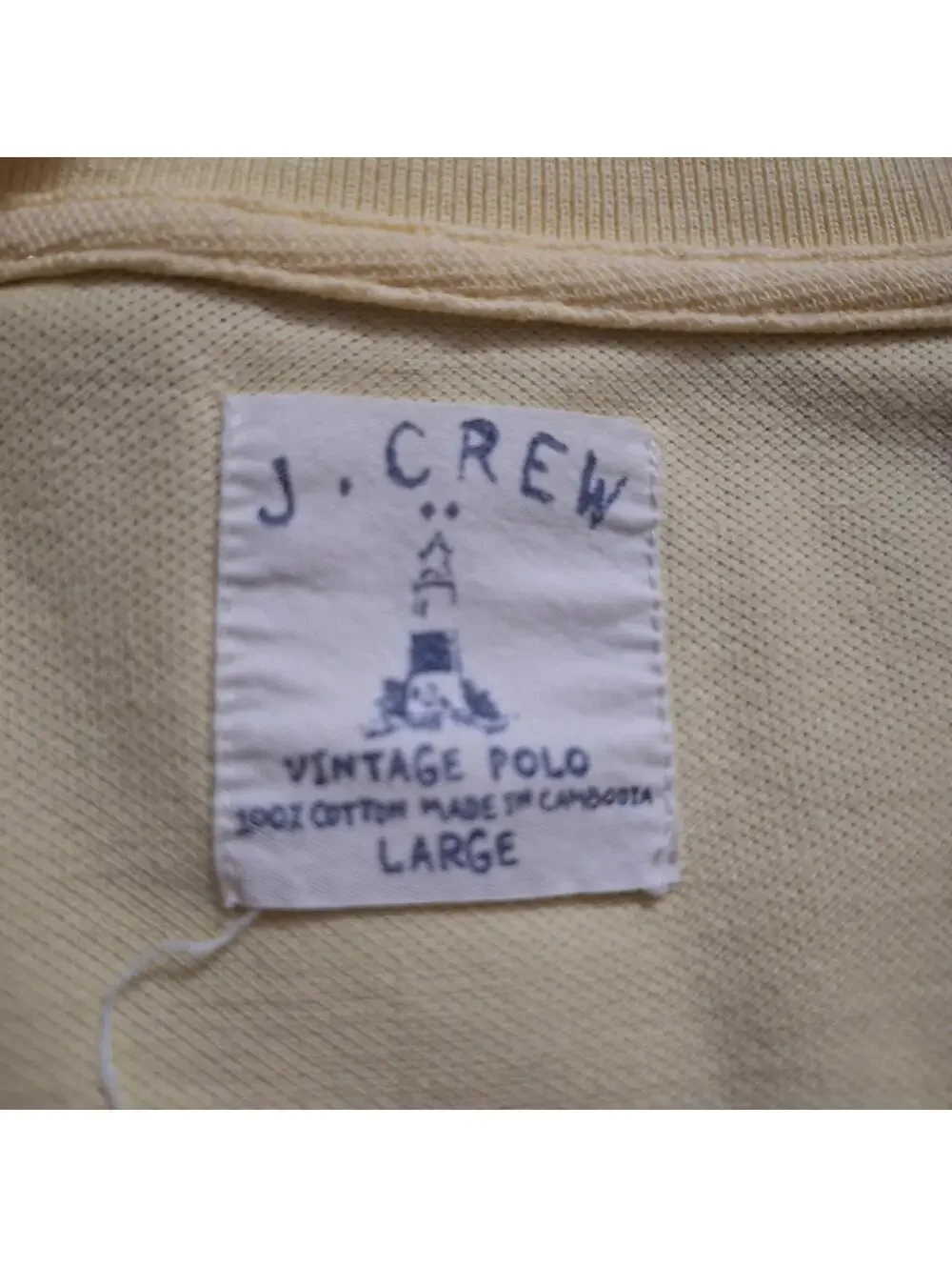 J. Crew Men's Pale Yellow Polo with Embroidered Logo Cotton Polo, Preppy Spring